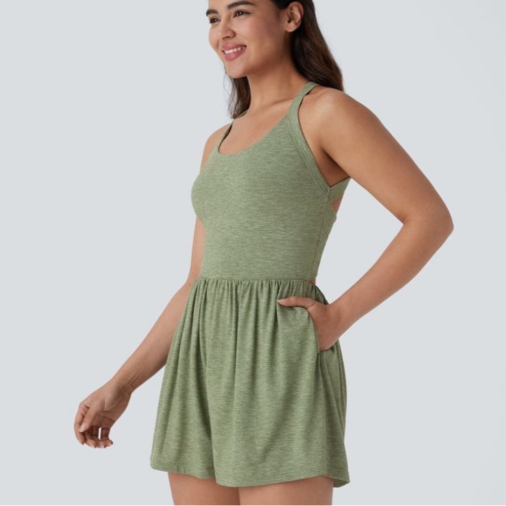 Halara Green Halter Romper